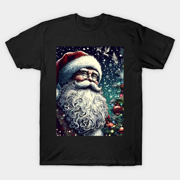 Captivating Christmas: Unleash Cheer with Unique Santa Claus Illustrations! T-Shirt by insaneLEDP